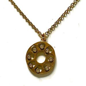 Rook + Crow by Patricia Locke Gold Chain Necklace With Crystal-Studded Circle Pe